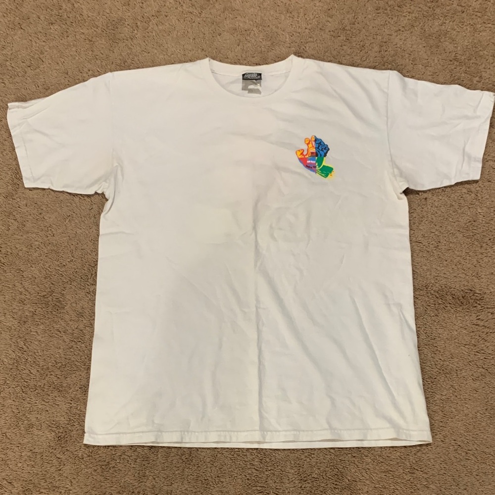 Santa Cruz Skateboards Primary Color Screaming Hand White T-Shirt Size‎ Large